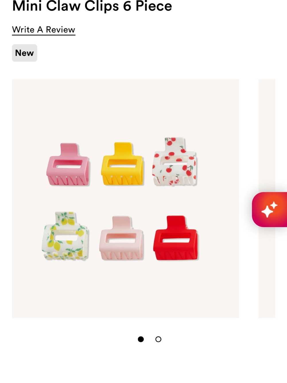 Colorful Square Hair Claw Clips - Pink, Red, Yellow, White (Set)